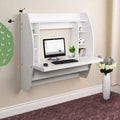 White Floating Desk with Hutch F494