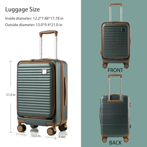 Black 20-Inch Hardside Carry On Luggage with Spinner Wheels TSA Lock T4992