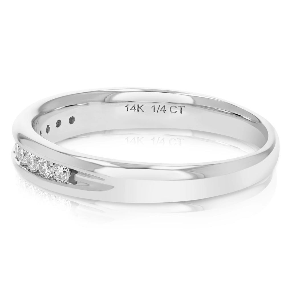 14K White Gold Diamond Bridal Band Comfort Fit B9040