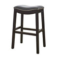 30-Inch Gray Fabric Saddle Seat Bar Stool with Solid Wood Frame D766093