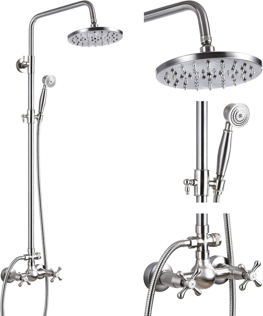 8 Inch Rainfall Shower Head with Handheld Spray Combo Set C133016