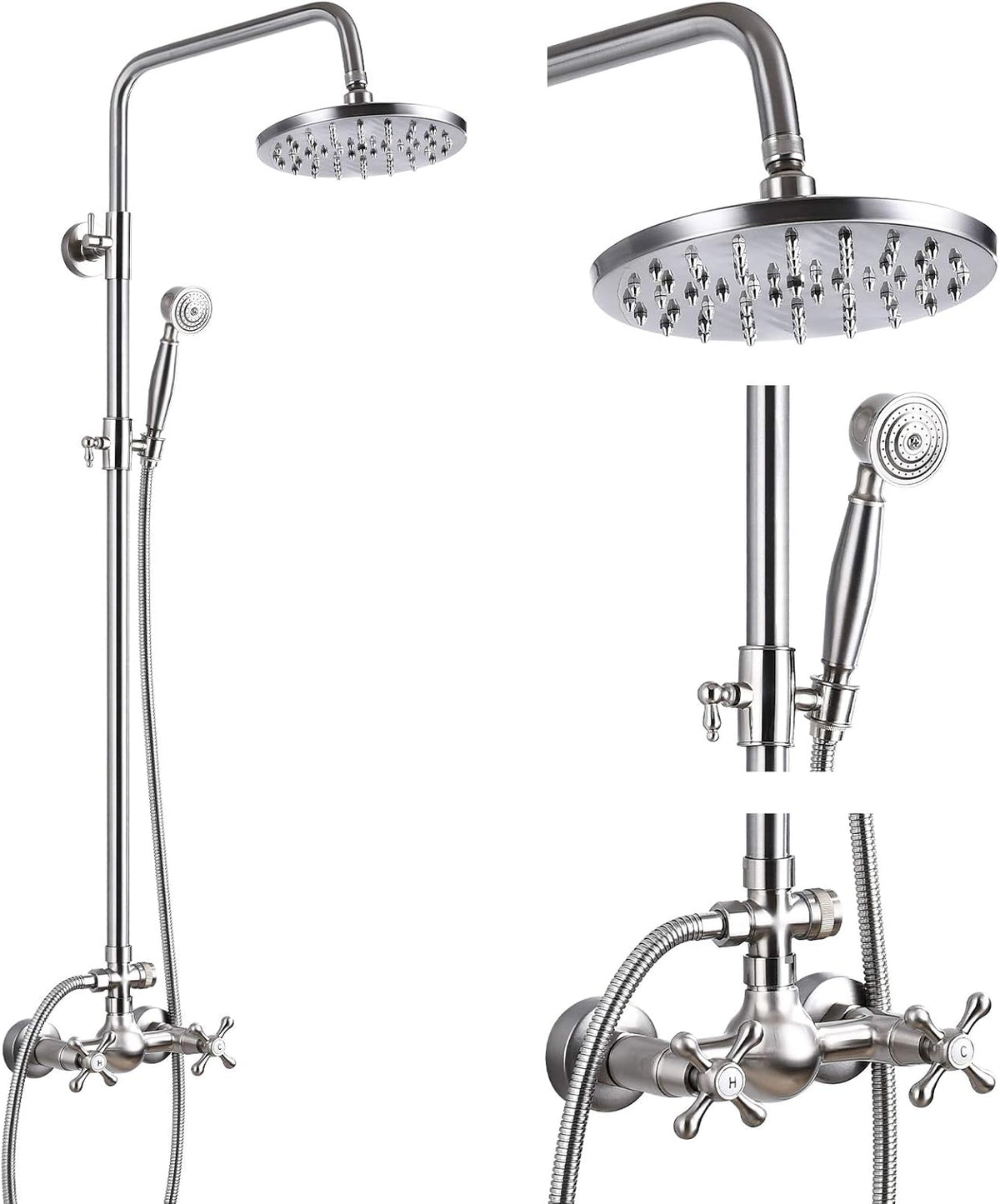 8 Inch Rainfall Shower Head with Handheld Spray Combo Set C133016