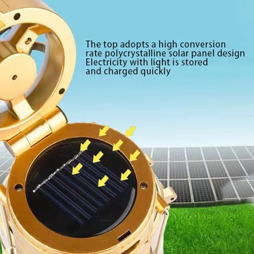 5-in-1 Portable LED Camping Lantern with Fan, Solar/USB Rechargeable, Lightweight ABS (Silver, 17.7X10X7.7cm) J974397