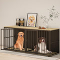 71.6'' Metal Steel Frame Double Dog Kennel with 2 Rooms and Removable Divider Black M212