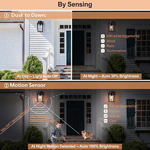 Set of 2 Black Gooseneck Outdoor Wall Lights with Dusk to Dawn Motion Sensor Y214242