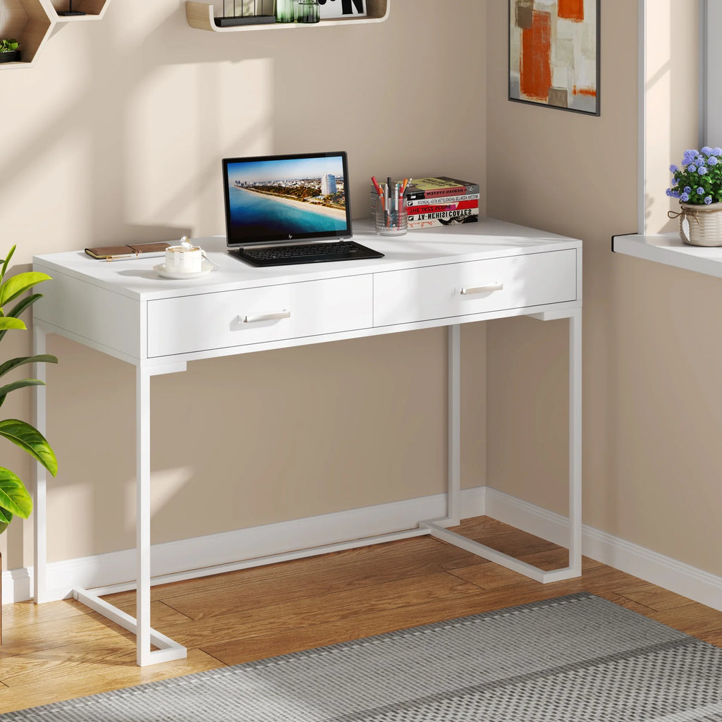 White Computer Desk with 2 Storage Drawers J739669