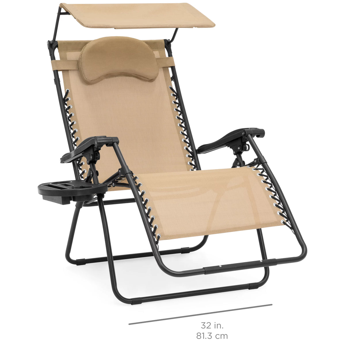 Oversized Zero Gravity Reclining Lounge Chair with Canopy and Cup Holder T553023