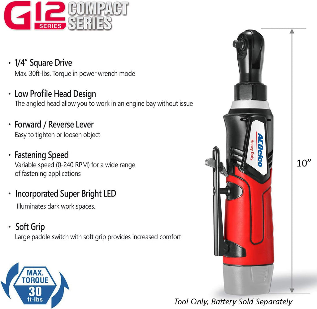 12V Cordless Li-ion 1/4" Ratchet Wrench, Pack of 2 E390