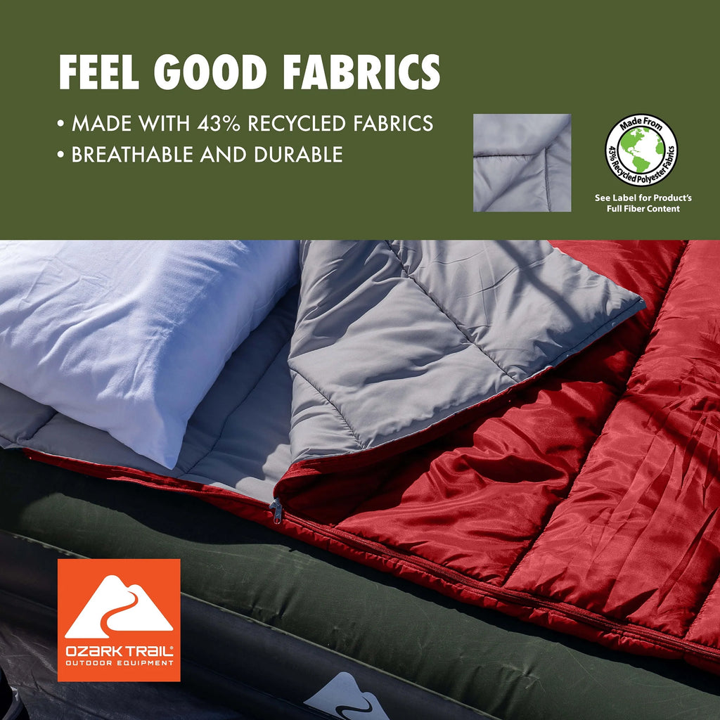 50-Degree Warm Weather Rectangular Sleeping Bag, Red, 33x75 R737898