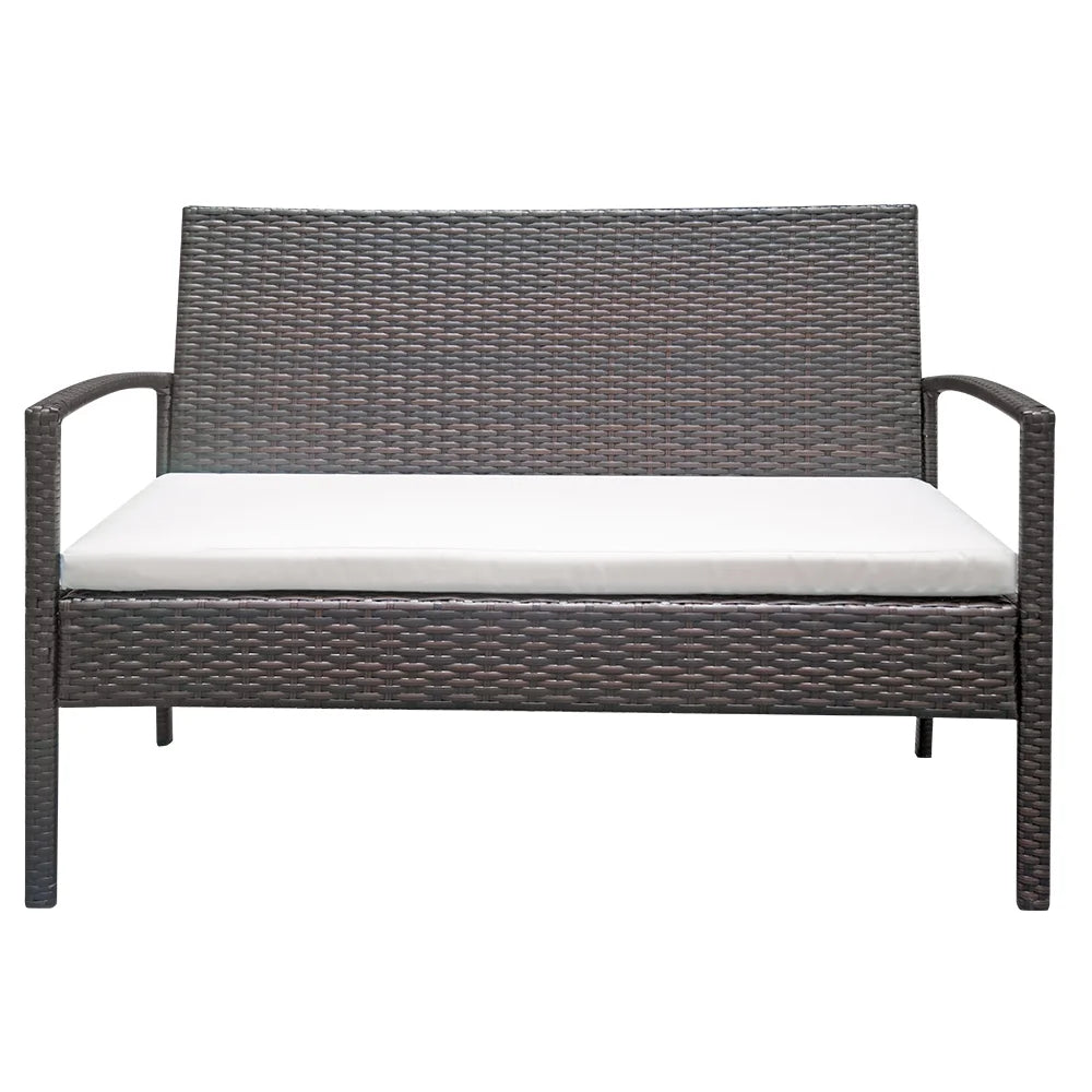 4 Pieces Rattan Cushioned Sofa Table Set T398