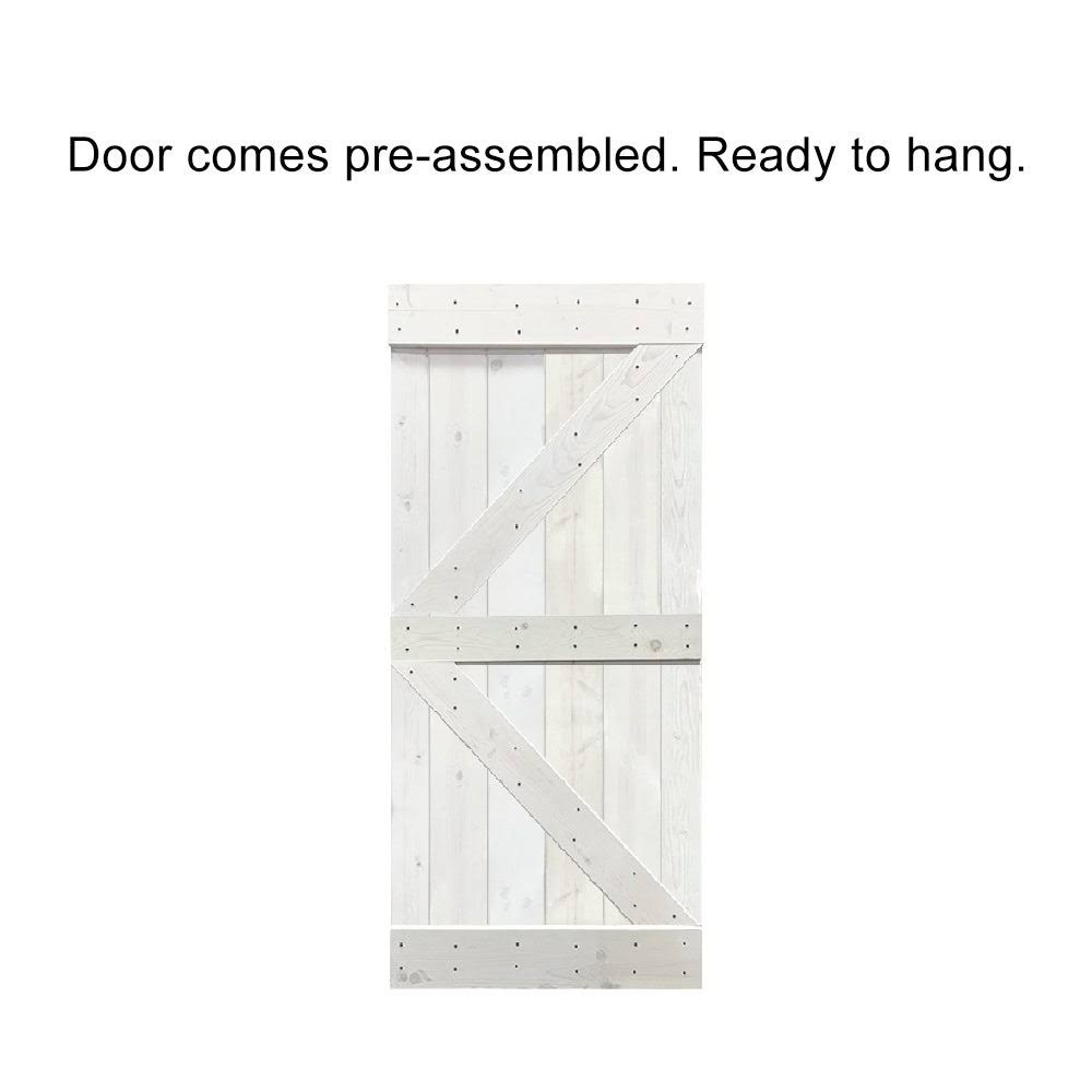 Jungle Green Stained Wood Interior Sliding Barn Door with Hardware Kit O2499