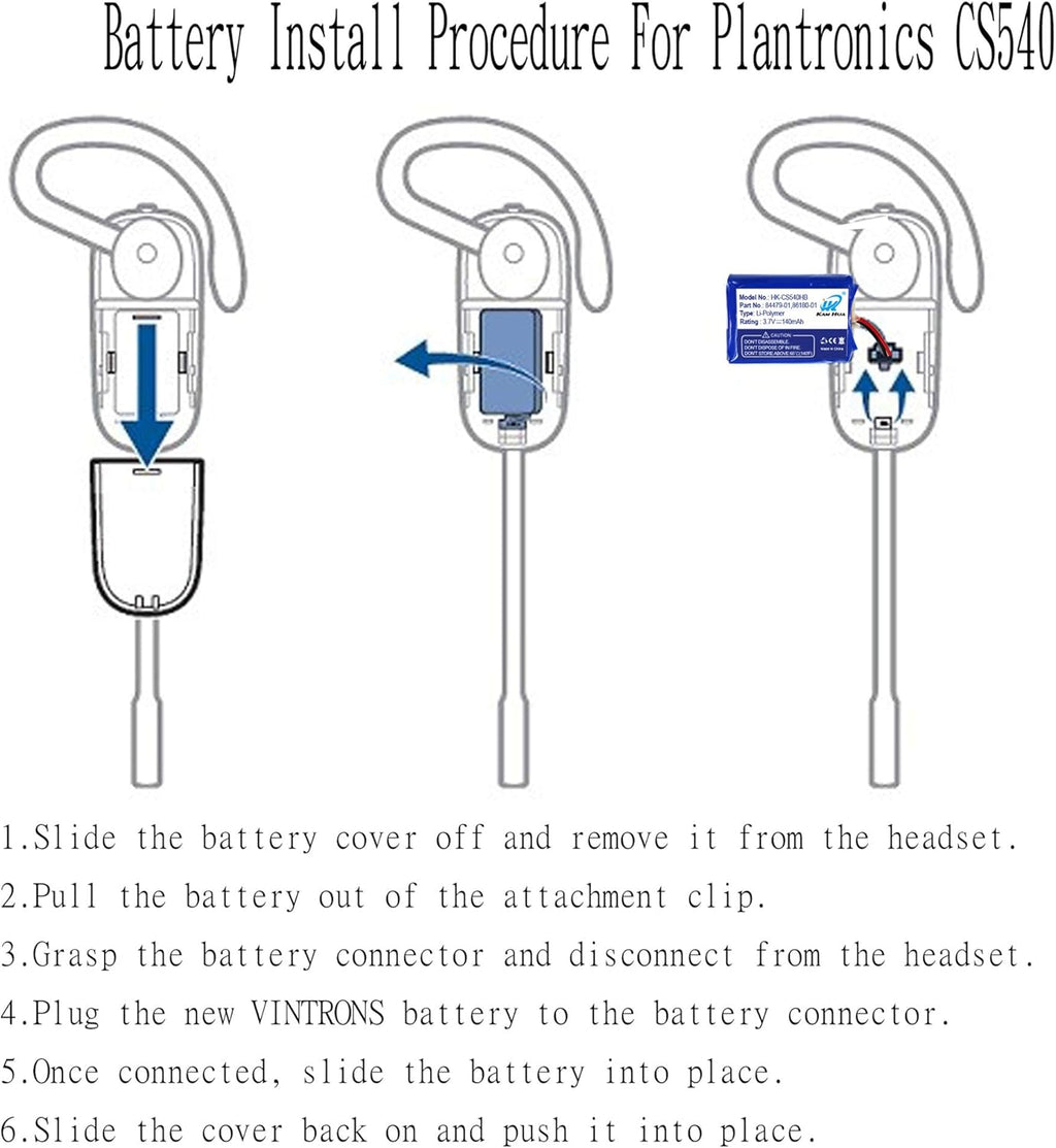 Battery Replacement for Plantronics Headset T98401