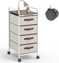 4 Drawer White Fabric Dresser with Wood Top W26456