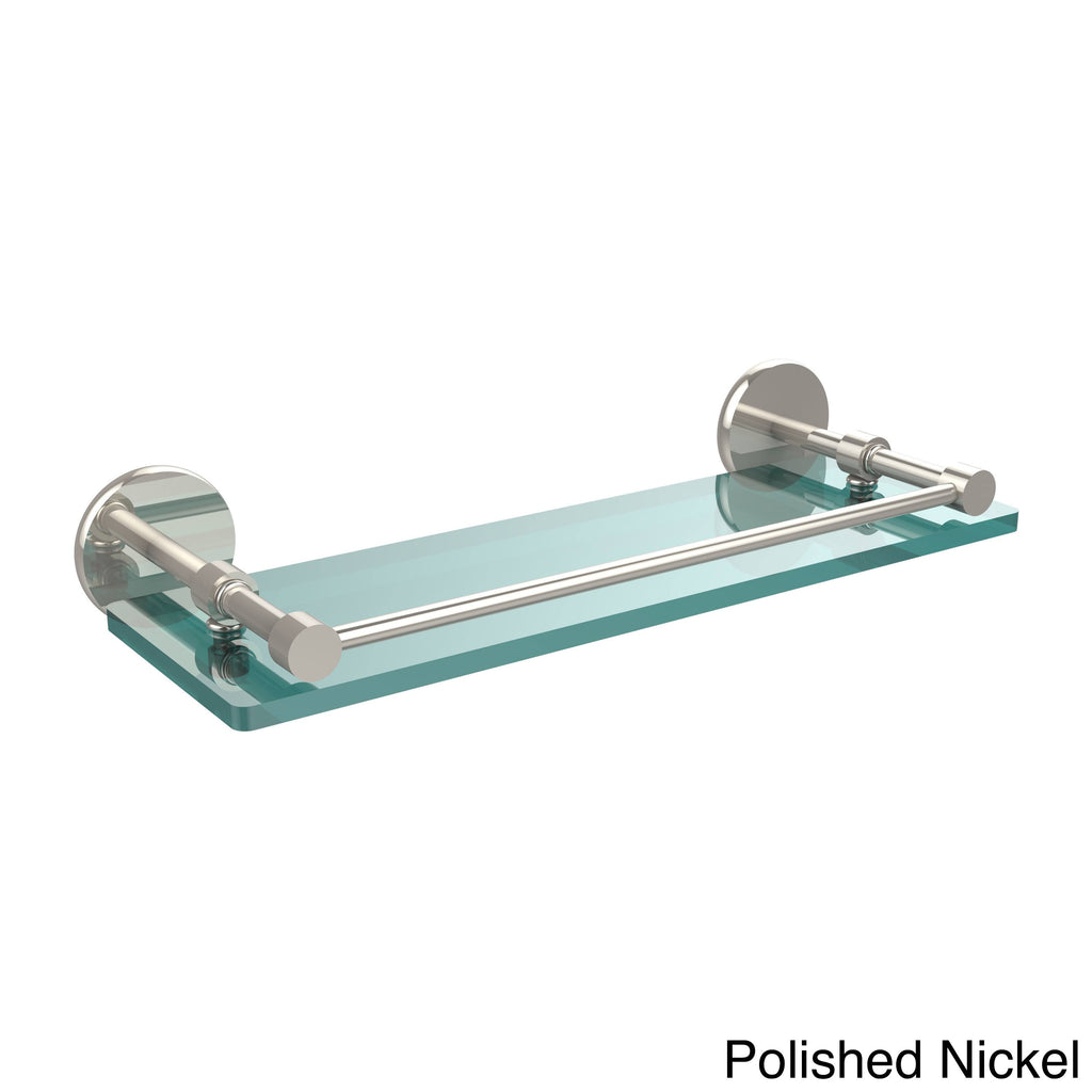 Polished Nickel Tempered Glass Shelf with Gallery Rail V744