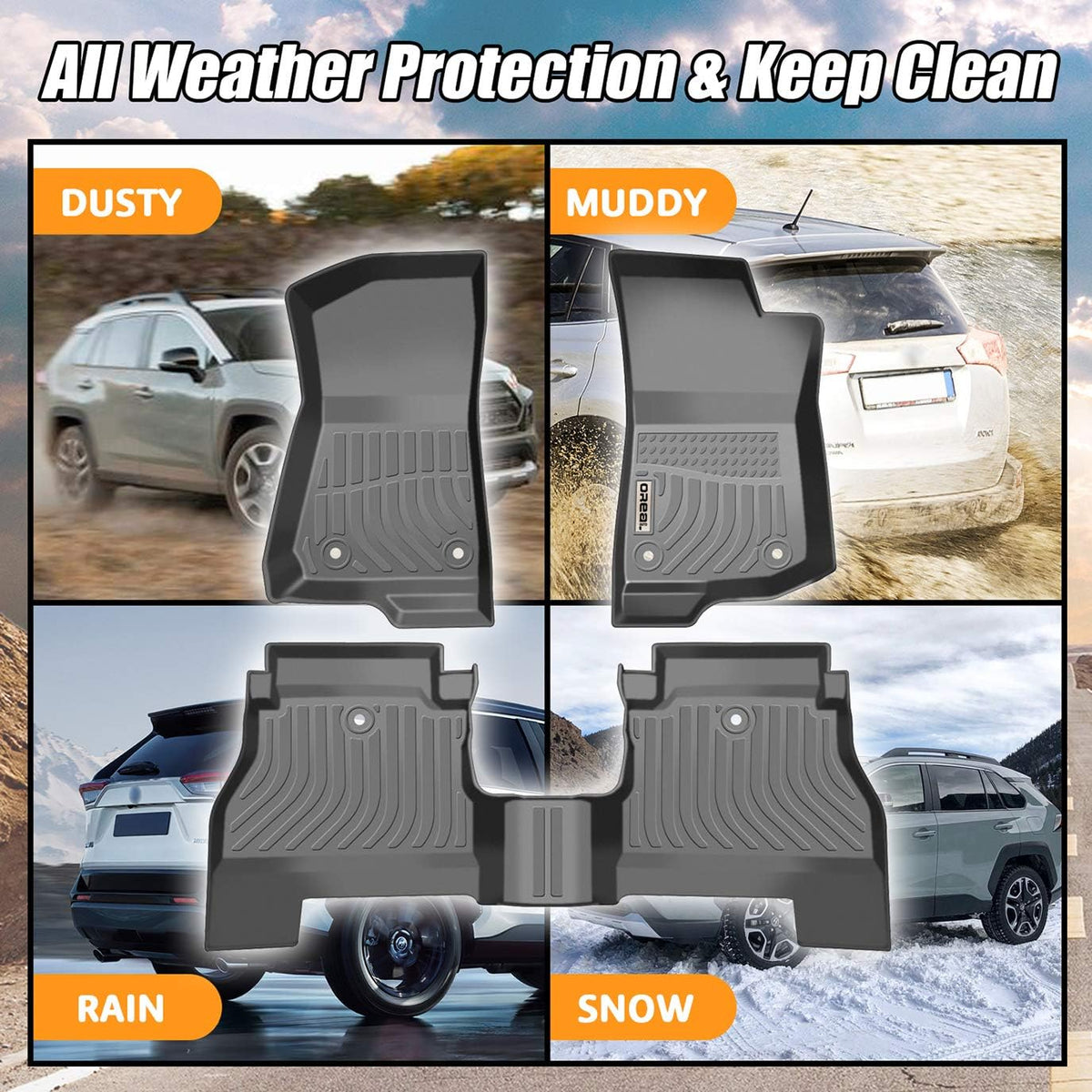 Black Floor Mats Liners Front Rear Carpet N67547