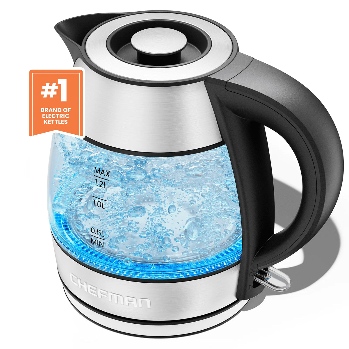 Glass Kettle, 1.2 Liter, 1500 Watts, Stainless Steel I21780
