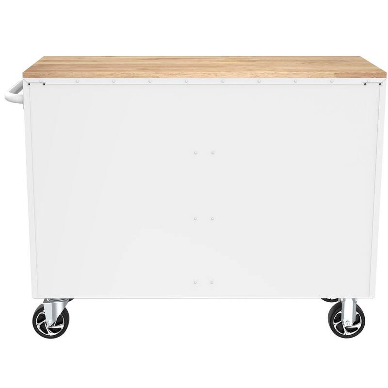 46 in. Gloss White Mobile Workbench Cabinet J627600
