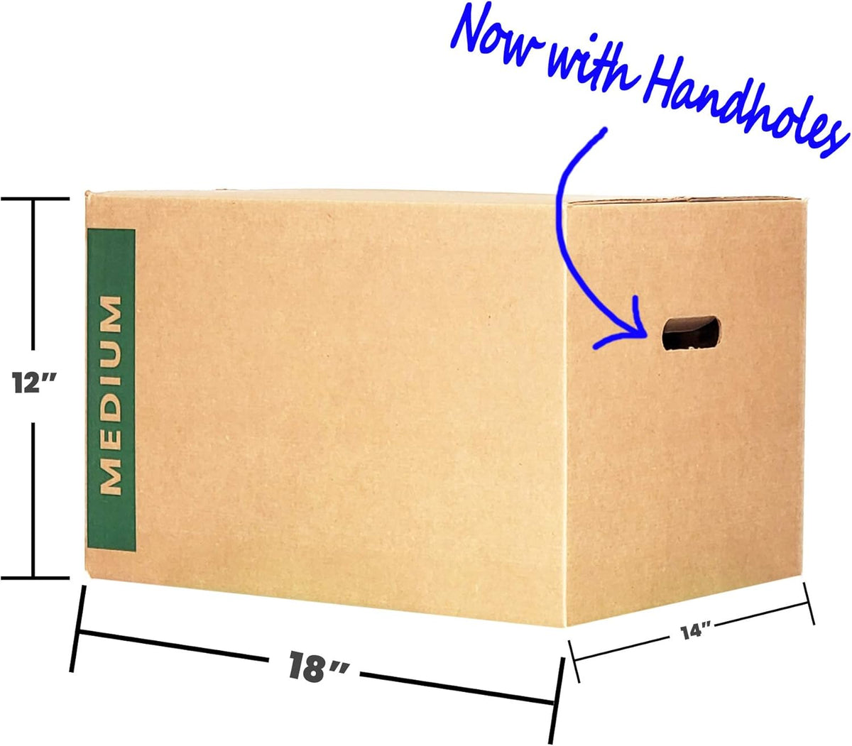 Medium Moving Boxes with Handles Pack of 10 – 18"x14"x12" T469986