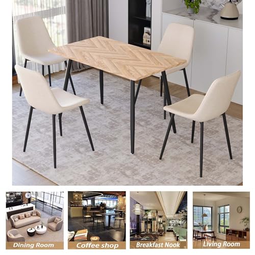 Dining Table and Chairs Set with 4 Fabric Chairs S1721