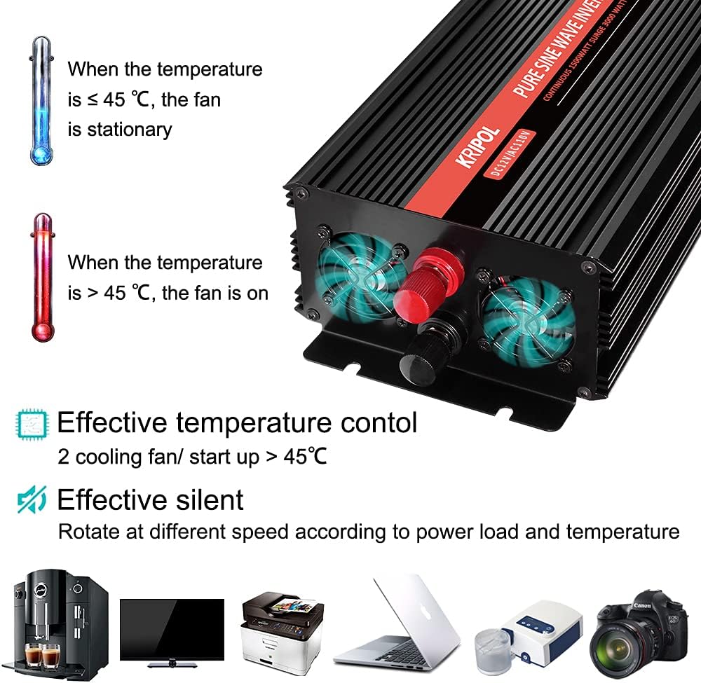 1500 Watt Pure Sine Wave Inverter 12V DC to 110v/120v AC U355