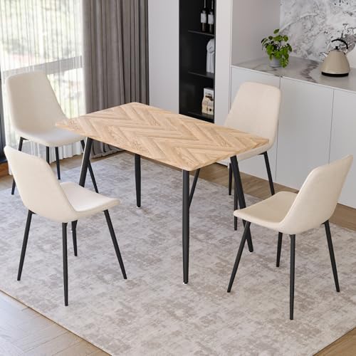Dining Table and Chairs Set with 4 Fabric Chairs S1721