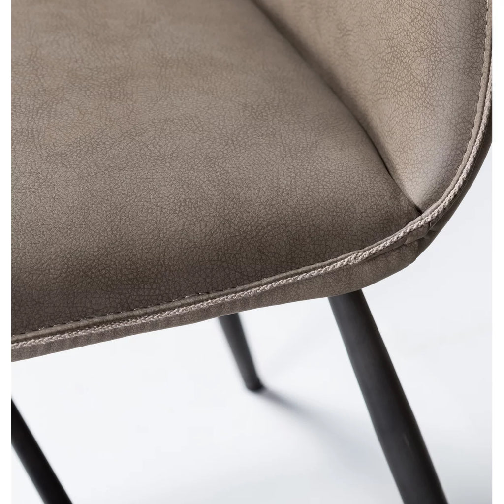 Leather Upholstered Metal Chair Set of 2 Latte Brown and Black O953741