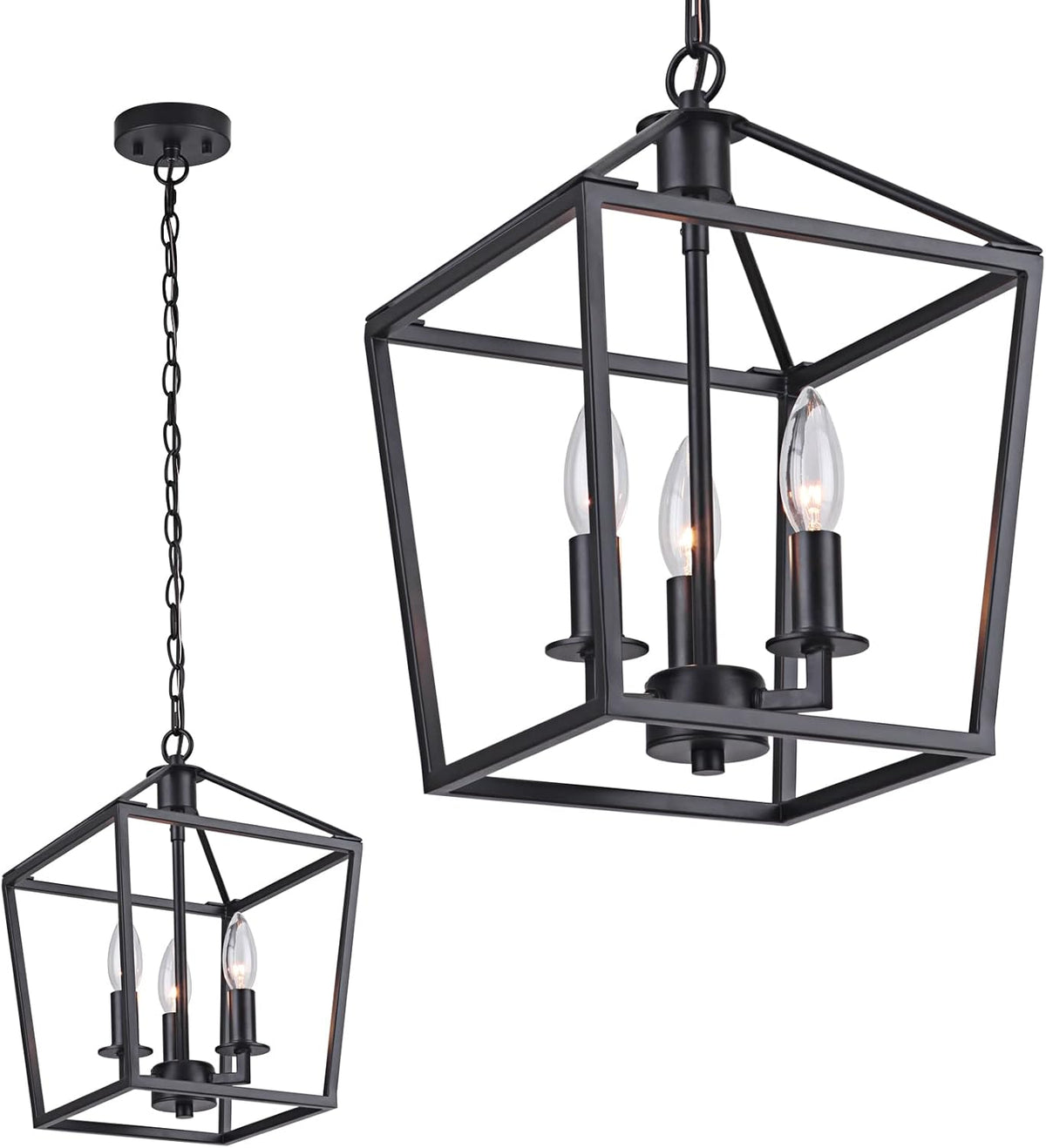 3-Light Industrial Metal Lantern Pendant Light Q629763