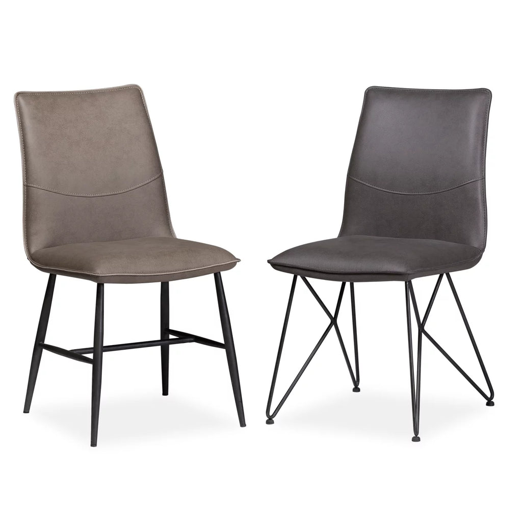 Leather Upholstered Metal Chair Set of 2 Latte Brown and Black O953741