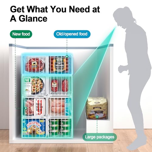 4 Pack Stackable Black Freezer Organizer Bins with Handles I871
