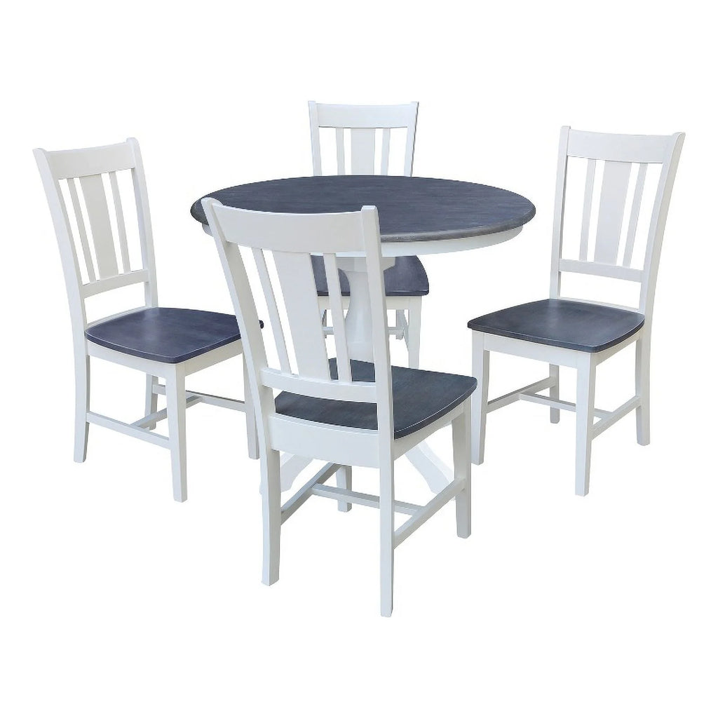 Round Pedestal Wood Dining Table with 4 Chairs M605