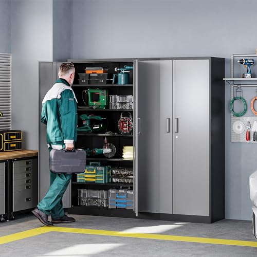 Black Metal Garage Storage Cabinet with Lock E229399