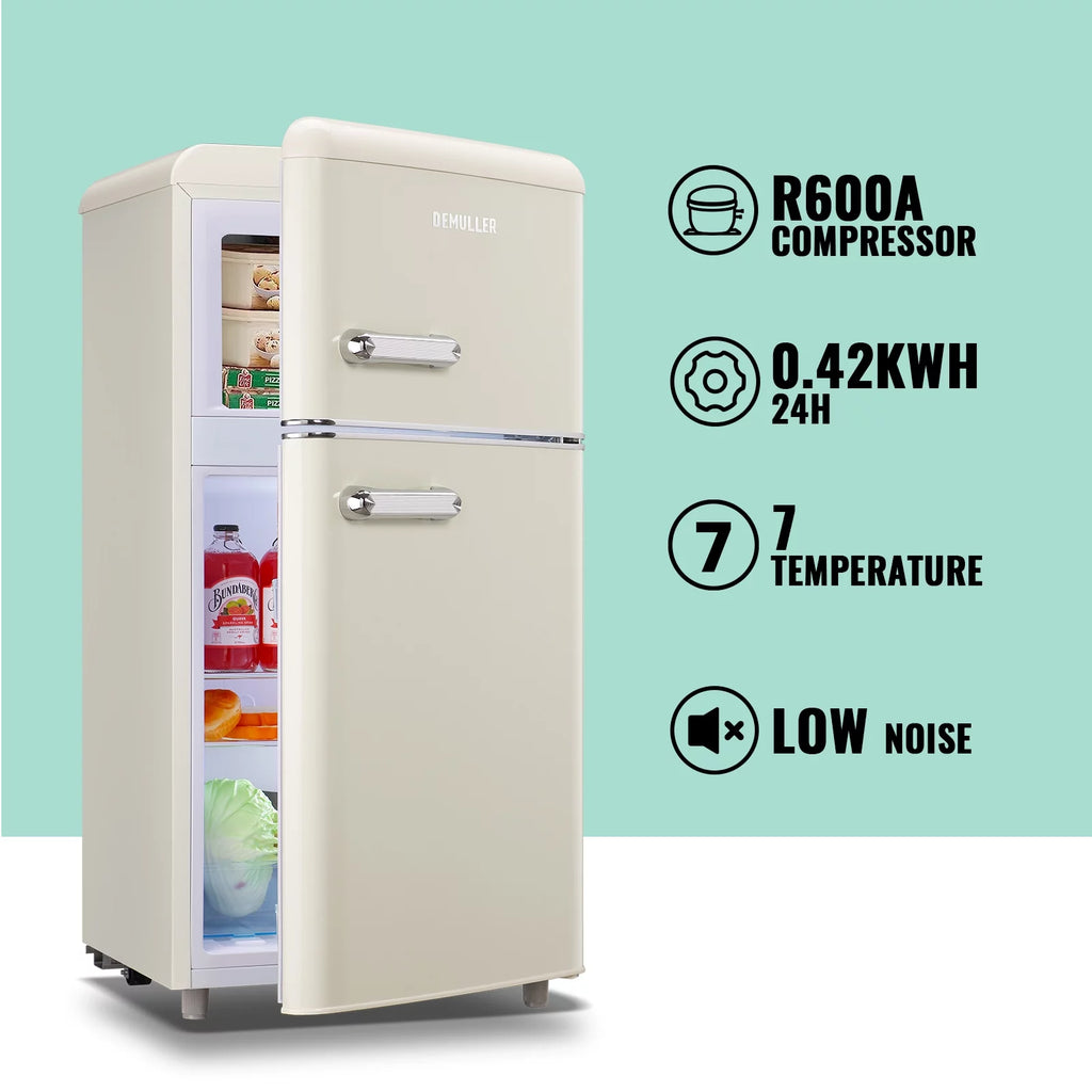 Mini Refrigerator Dual Door Fridge with Handle I6967