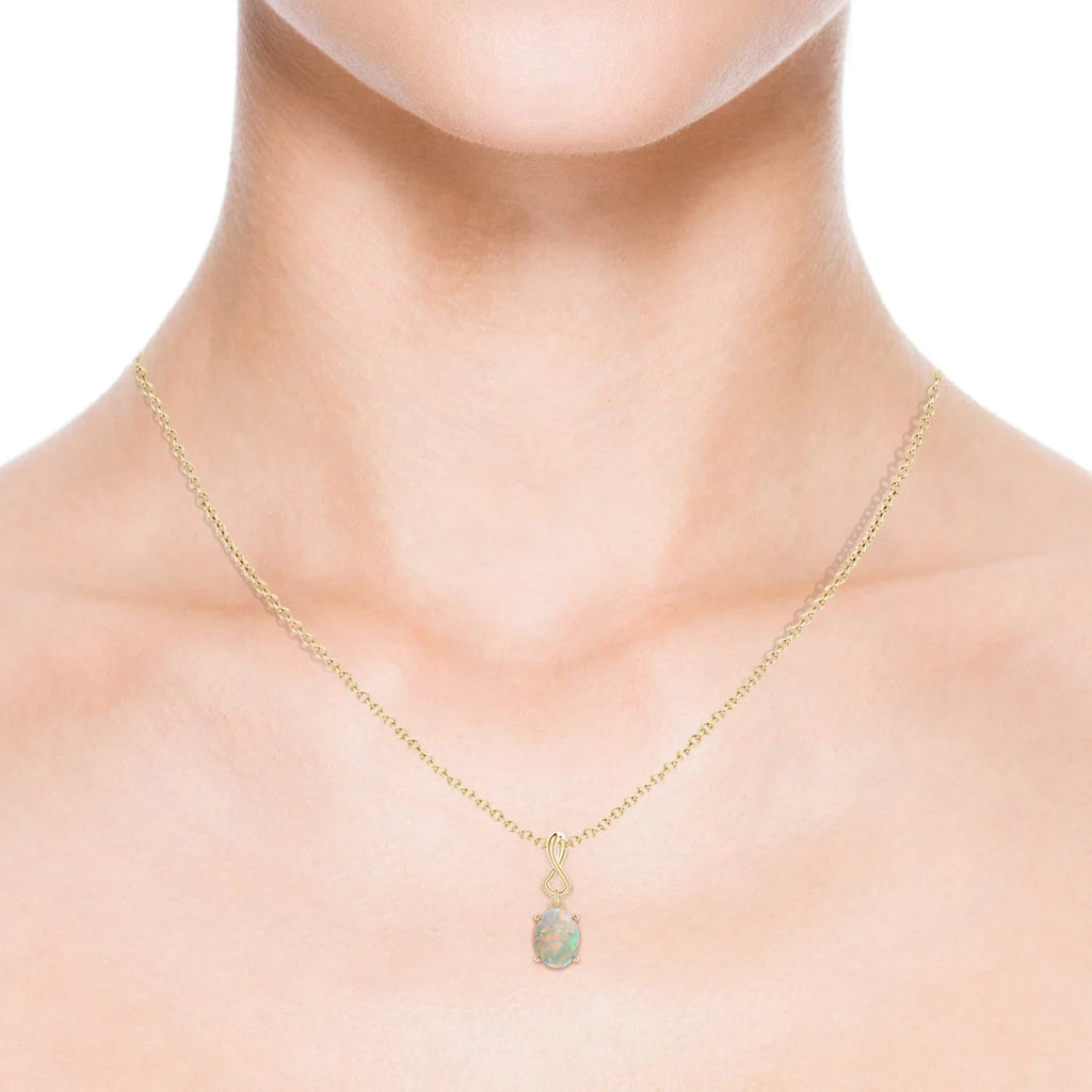 14K Yellow Gold Opal Pendant Necklace R2821