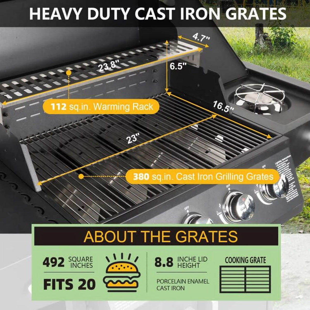 4-Burner Propane Gas Grill with Side Burner G688
