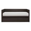 Brown Faux Leather Wood Frame Daybed G193695