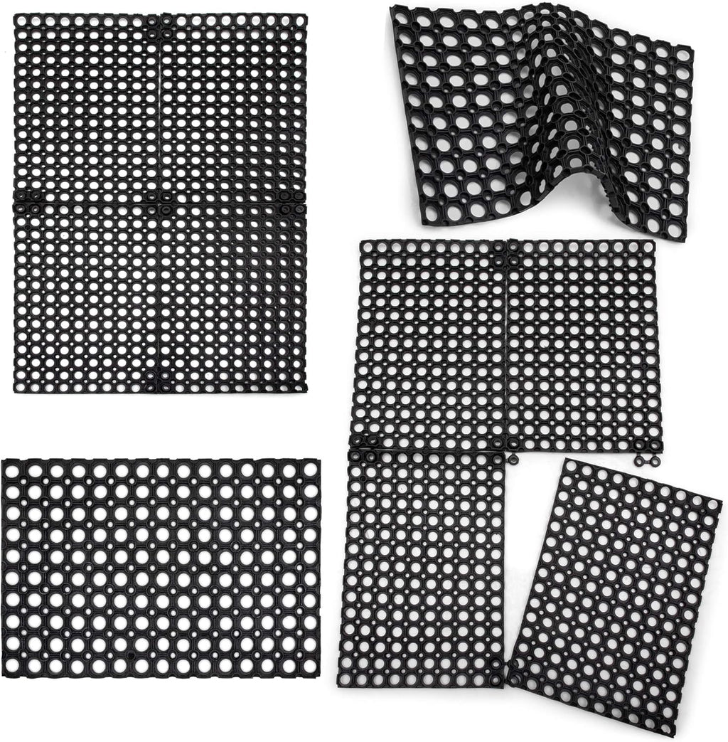 Interlocking Rubber Drainage Floor Mat 24 x 16 inches 12 Mats C9277