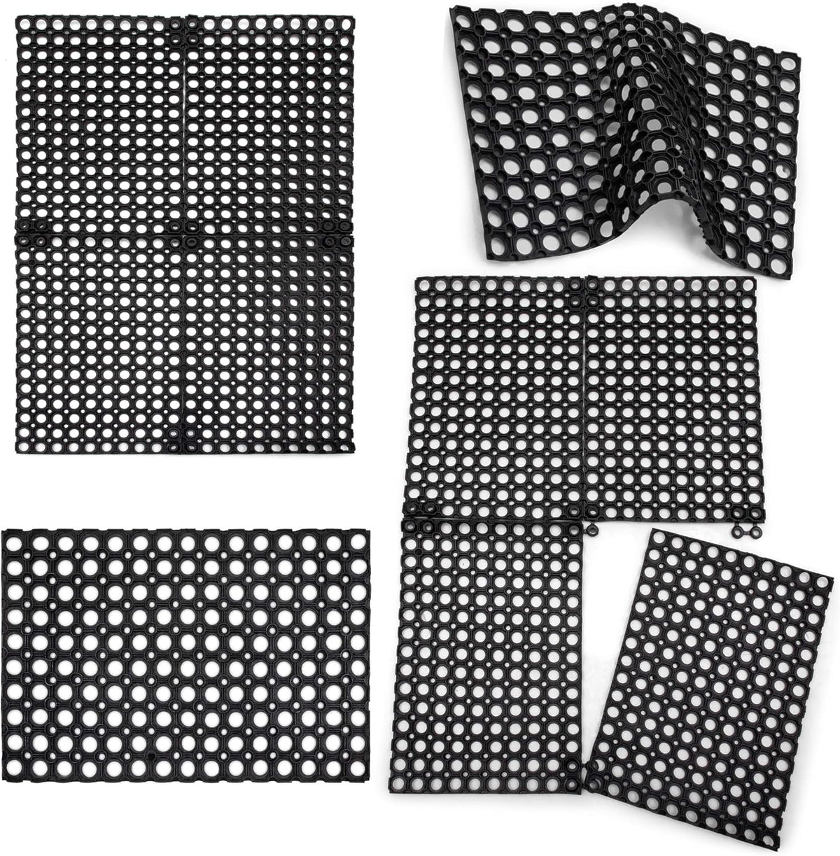 Interlocking Rubber Drainage Floor Mat 24 x 16 inches 12 Mats C9277