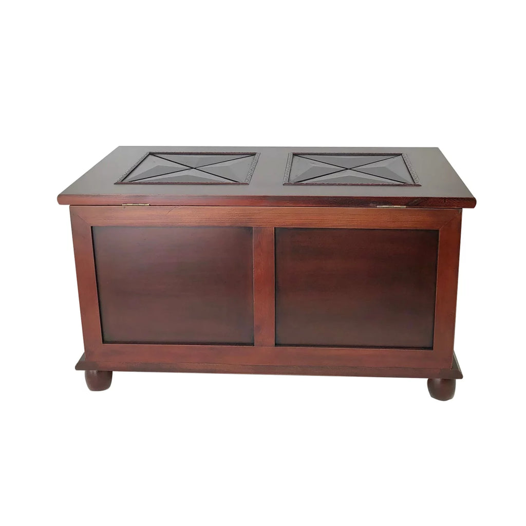 Dark Brown Wooden Trunk Chest with Hidden Storage N2183