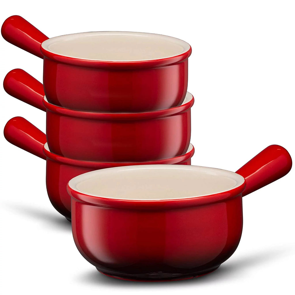 Ceramic Soup Crock Bowls 4-Piece Set L363