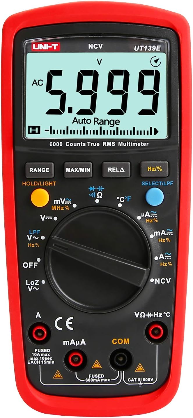 True RMS Digital Multimeter 6000 Counts AC DC Voltage Current Resistance Capacitance Frequency Temperature U1537