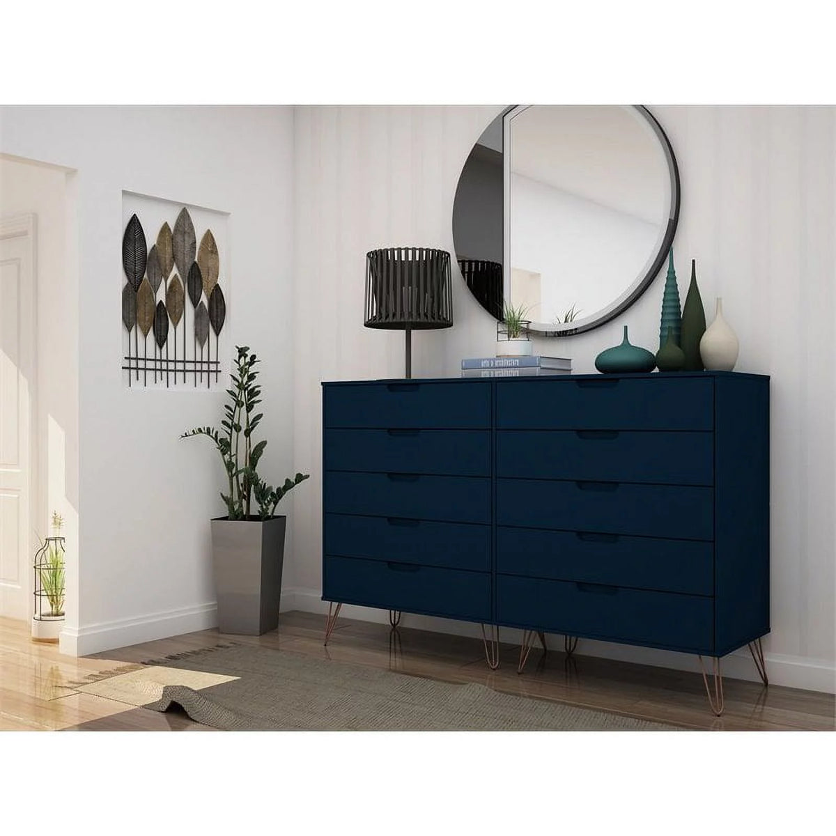10 Drawer Contemporary Wood Dresser O792