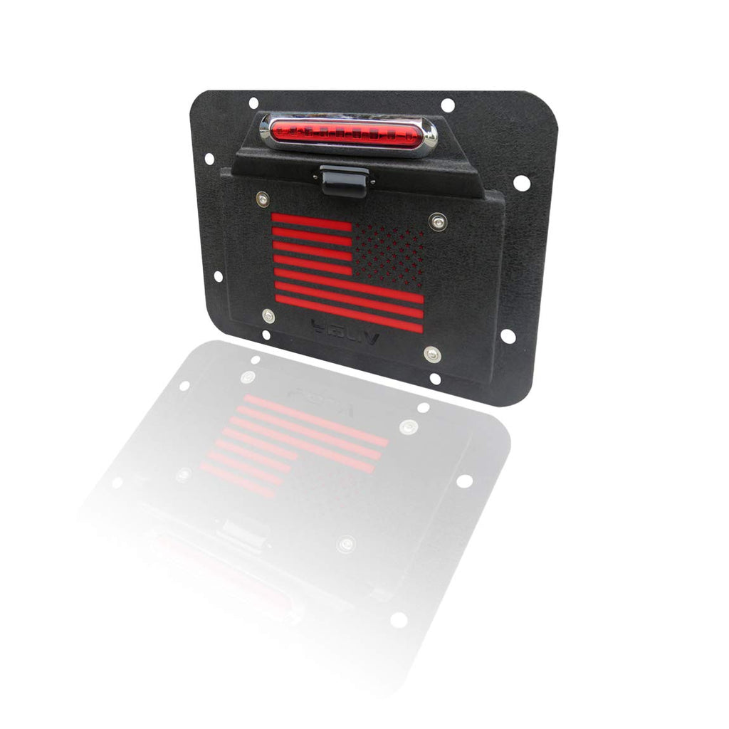 Spare Tire Delete License Plate Relocation Kit with Plate Light and Third Brake Light for Wrangler JK JKU Pack of 2 T136512