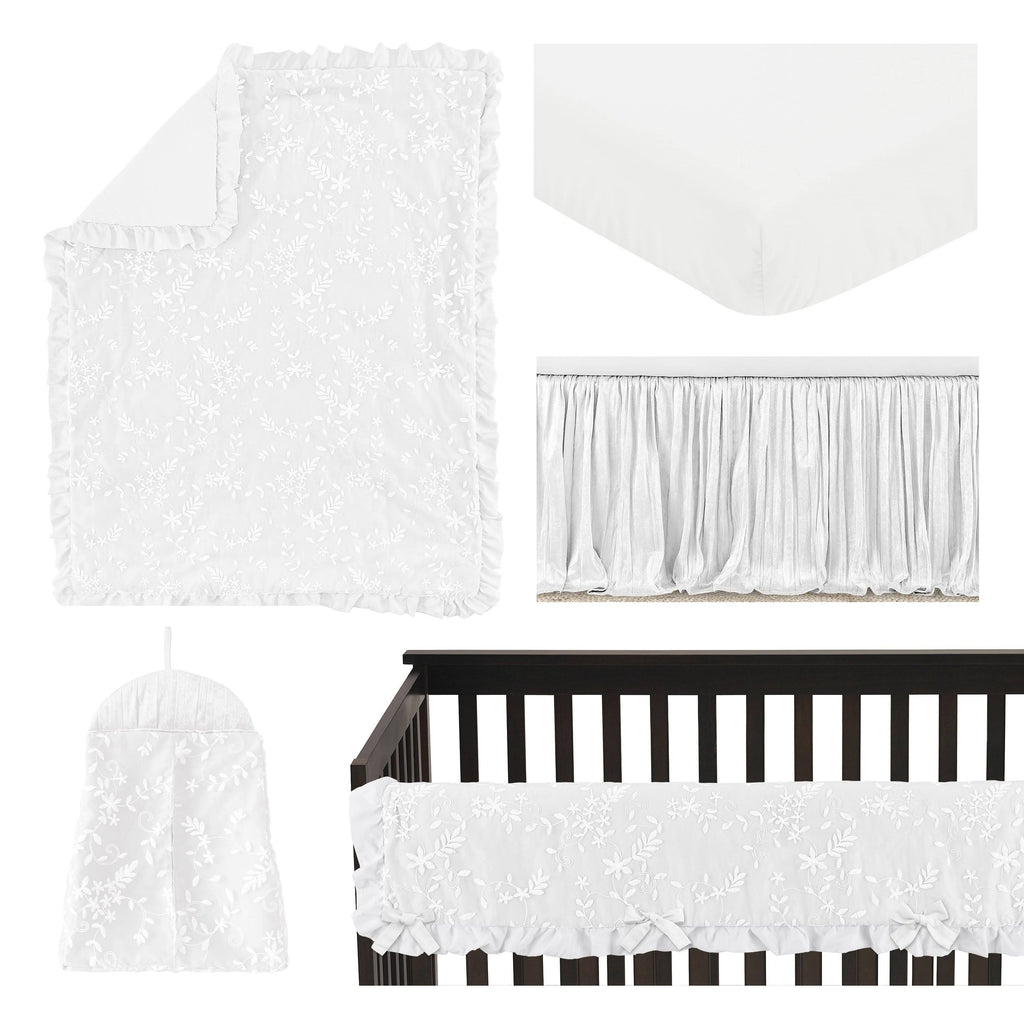 White Floral Lace Baby Girl Crib Bedding Set K857923