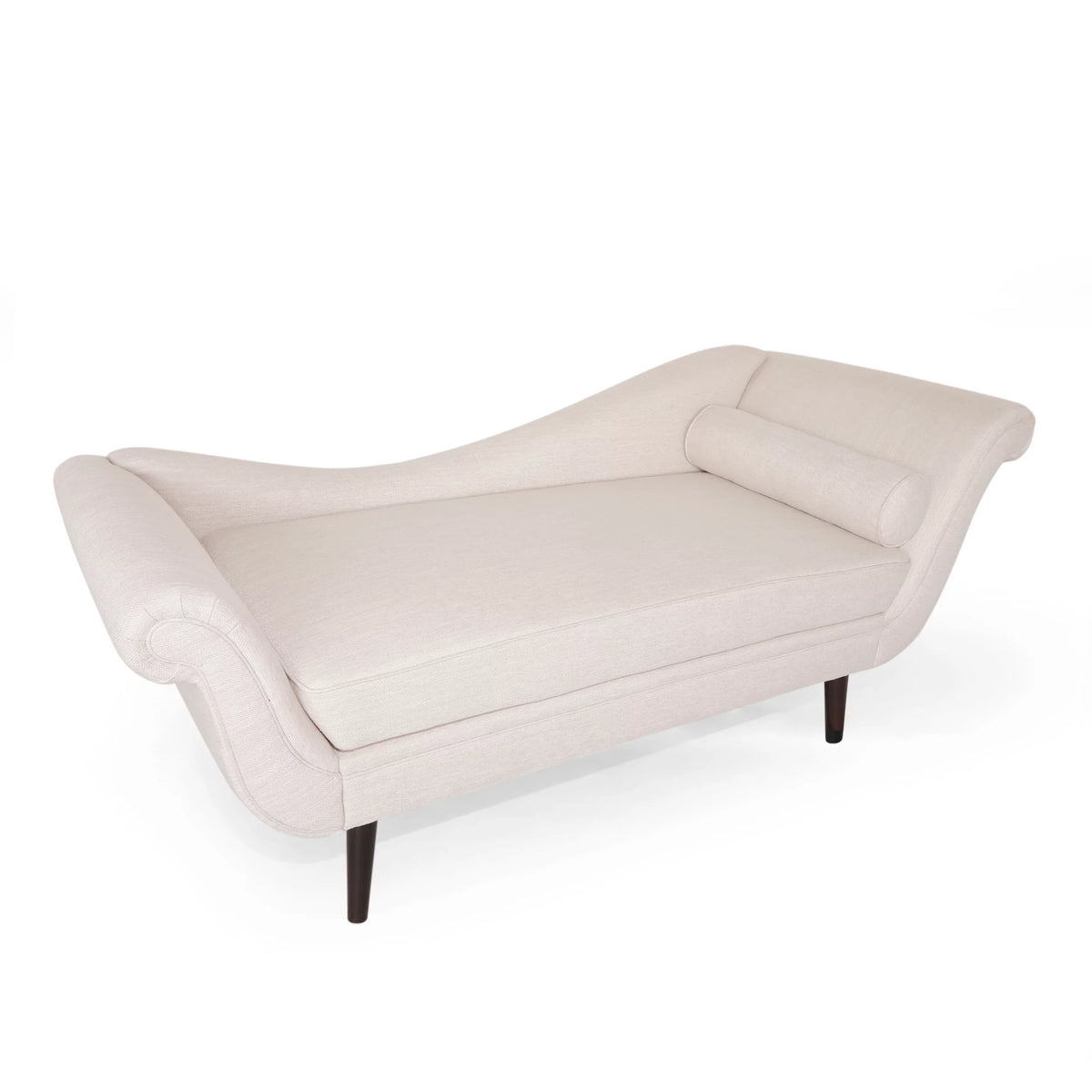 Beige Fabric Chaise Lounge With Bolster Pillow F426