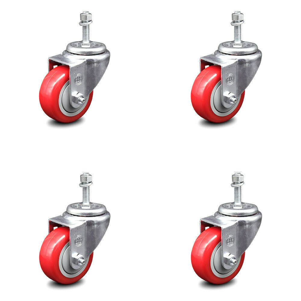 Red Poly Swivel Caster Set of 4 Z56086