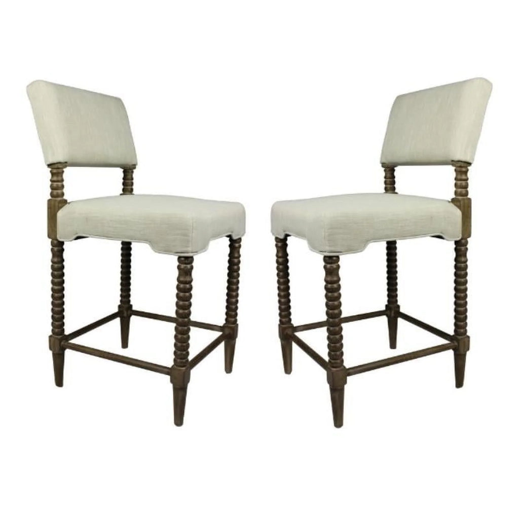 41" Fabric & Wood Counter Stool Set of 2 S836