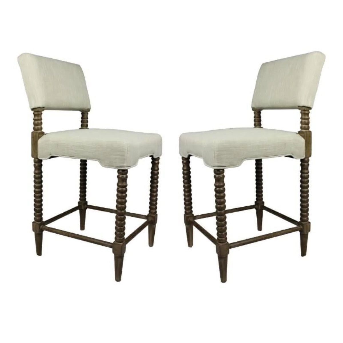 41" Fabric & Wood Counter Stool Set of 2 S836