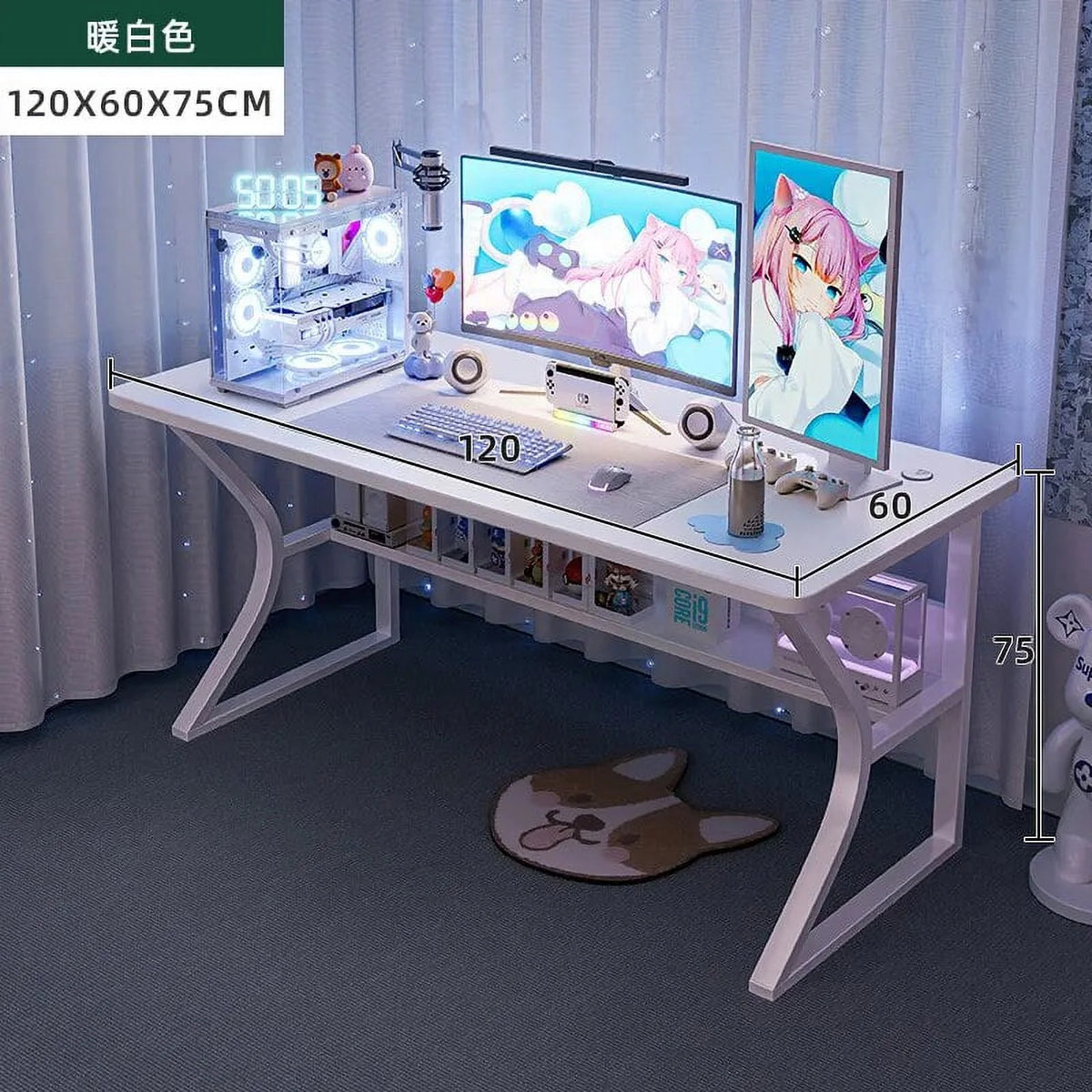 White Computer Desk and Chair Set B159