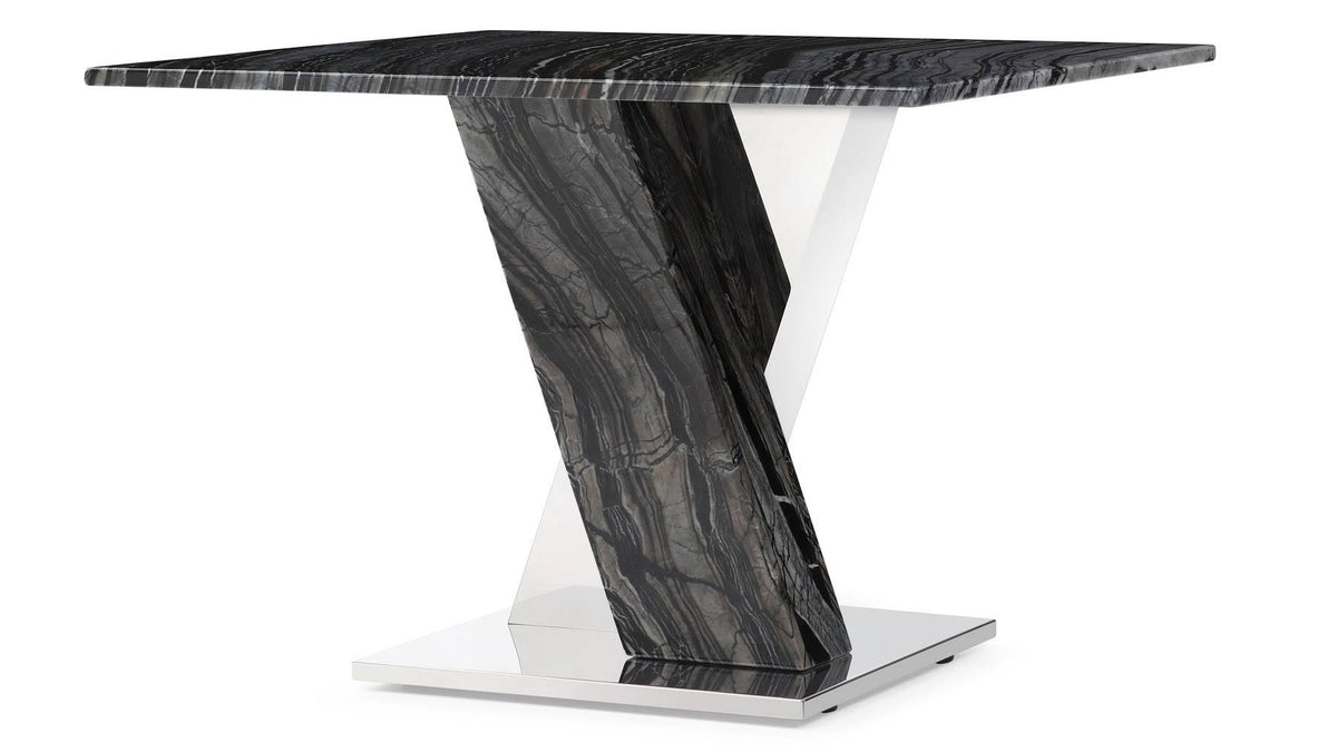 Black and White Marble End Table with Stainless Steel Base S85102