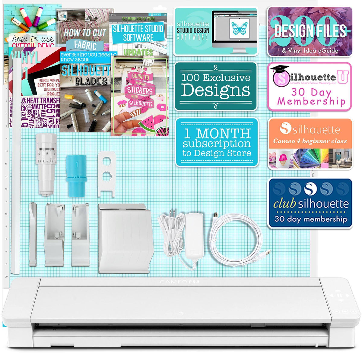 White Cameo 4 Pro 24x22 with Autoblade, Mat, Roll Feeder O4505